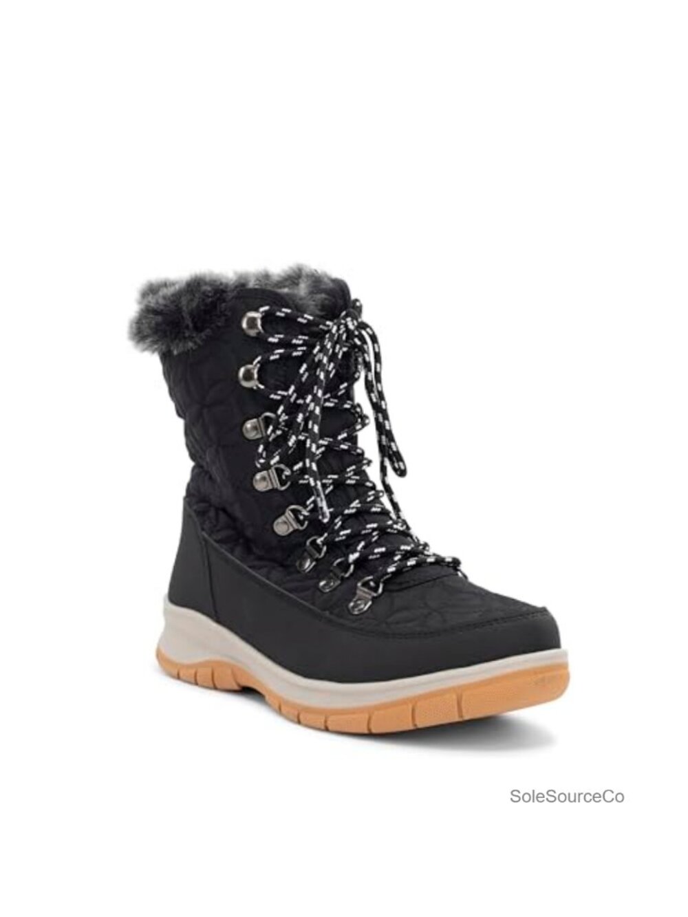 Water-Repellent Mid-Calf Snow Boot with Faux Fur Lining & Memory Foam